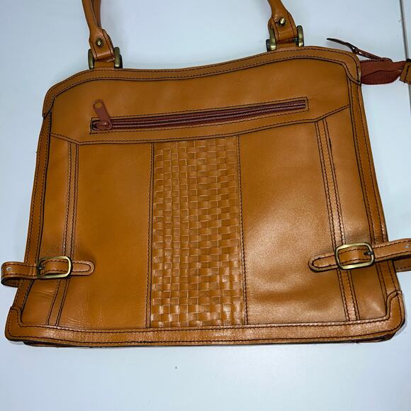 Vintage 70's Genuine Leather Camel Handbag - Picture 4 of 11